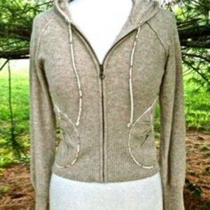 Anthro Sleeping on Snow Cropped Zip Hoodie Sweater